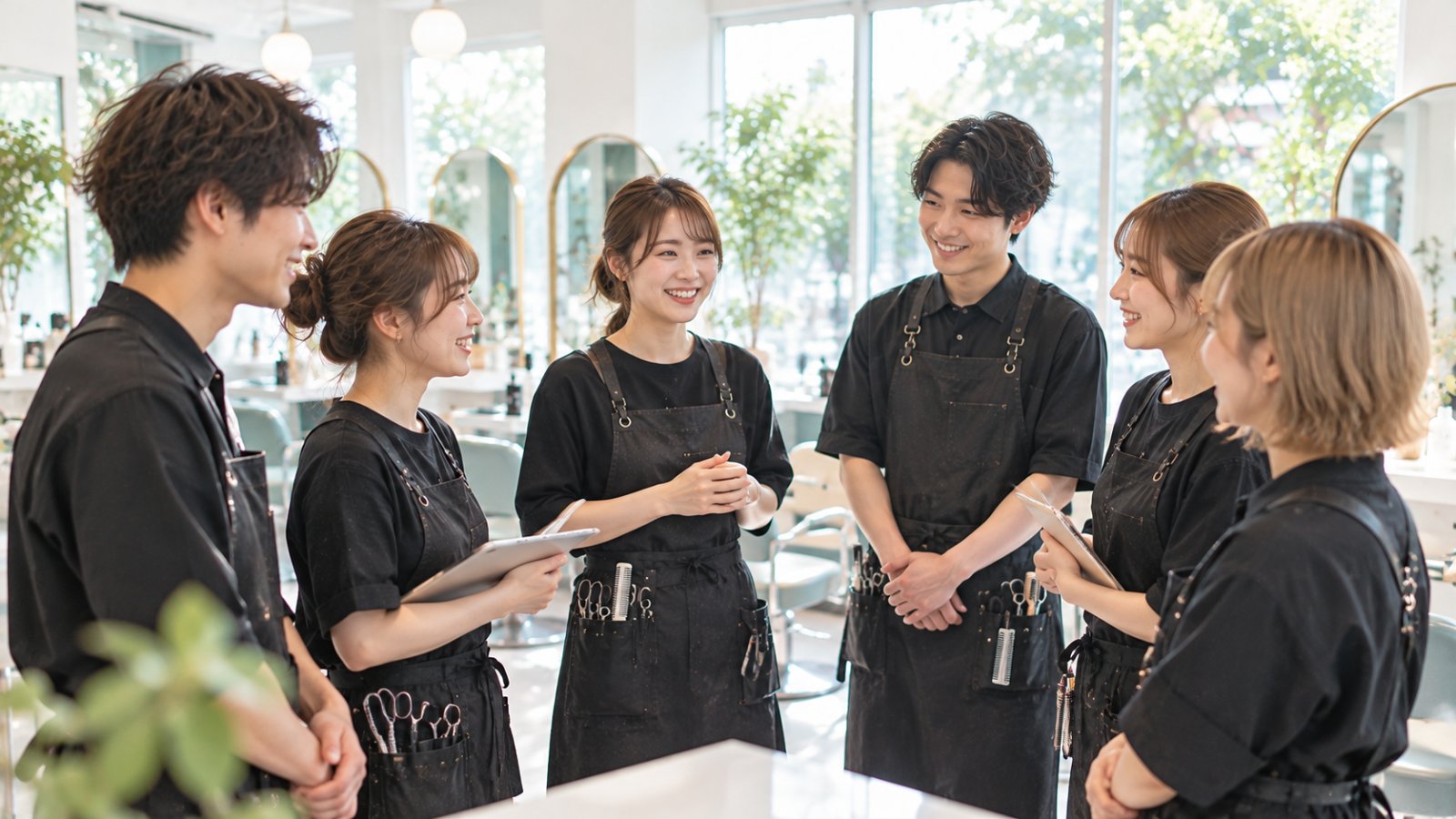朝のミーティングで話すスタッフたちのイメージ